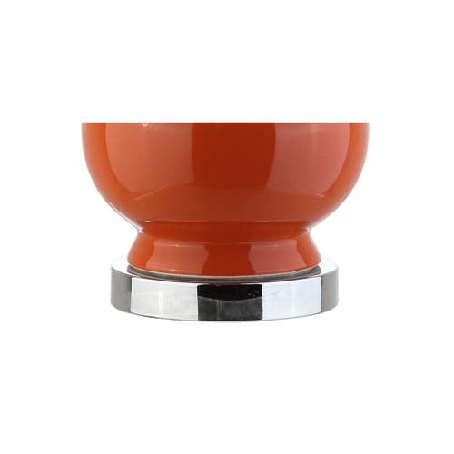 Jonathan Y Bowen 27.5" Contemporary Transitional Ceramic Gourd Led Table Lamp In Orange