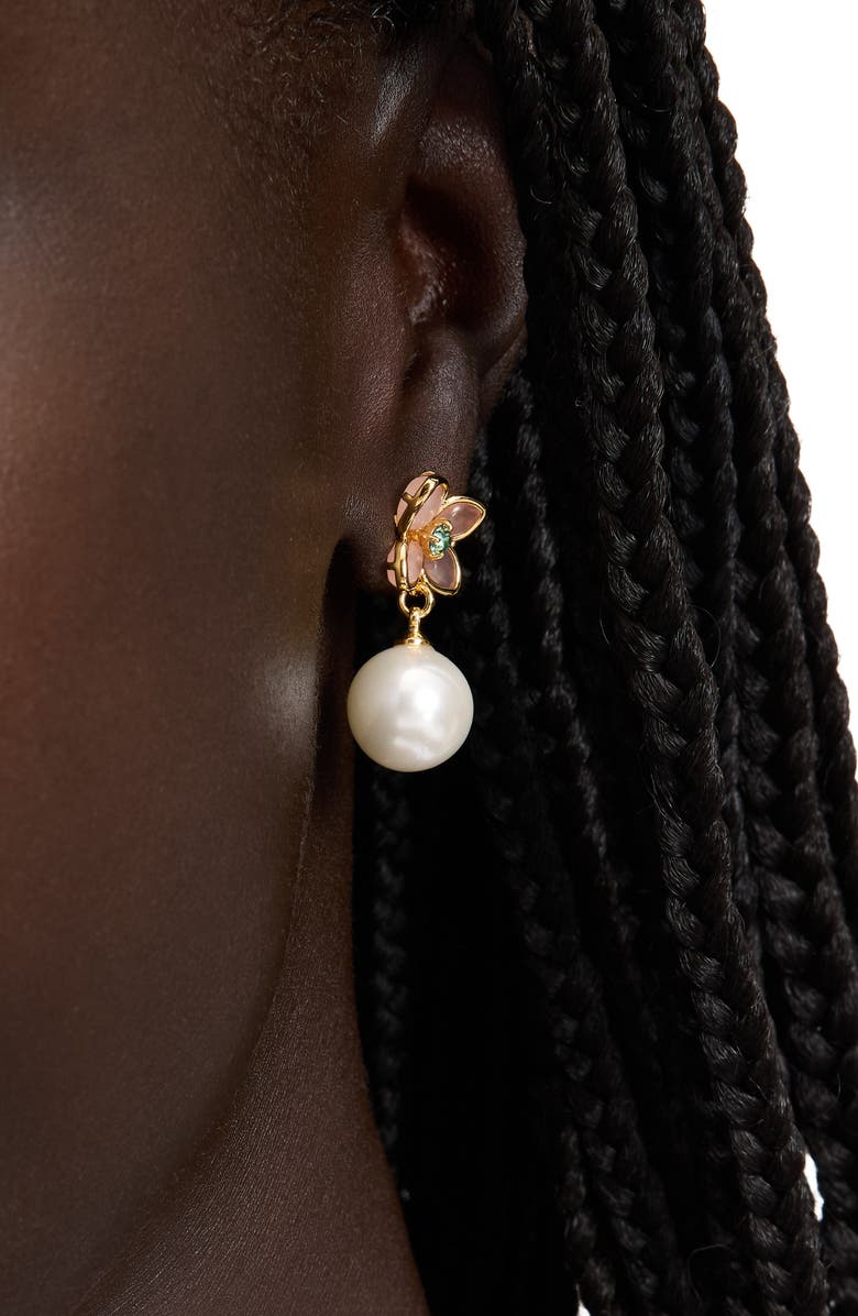 Kate Spade New York pastel petal faux pearl drop earrings, Alternate, color, 