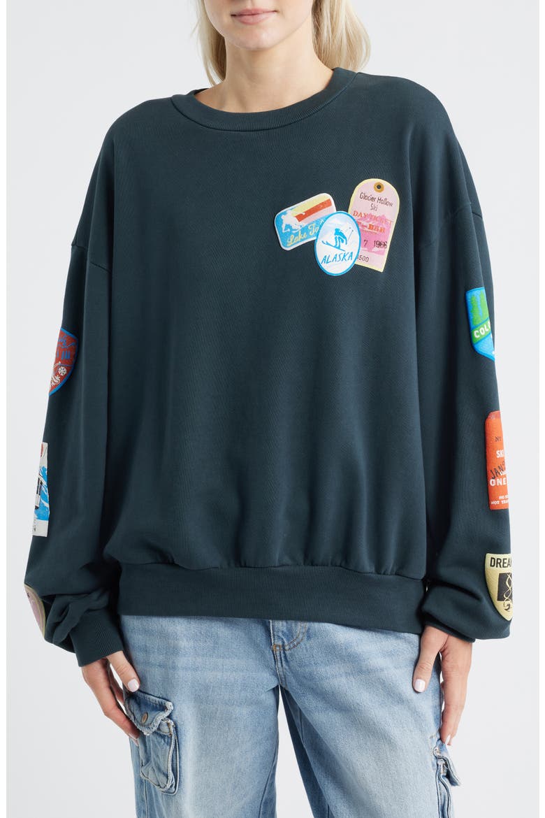 トップス goyemon Skipper Wrist Patch Sweatshirt Ski Patch Pass Collector Oversize Cotton Sweatshirt (Women