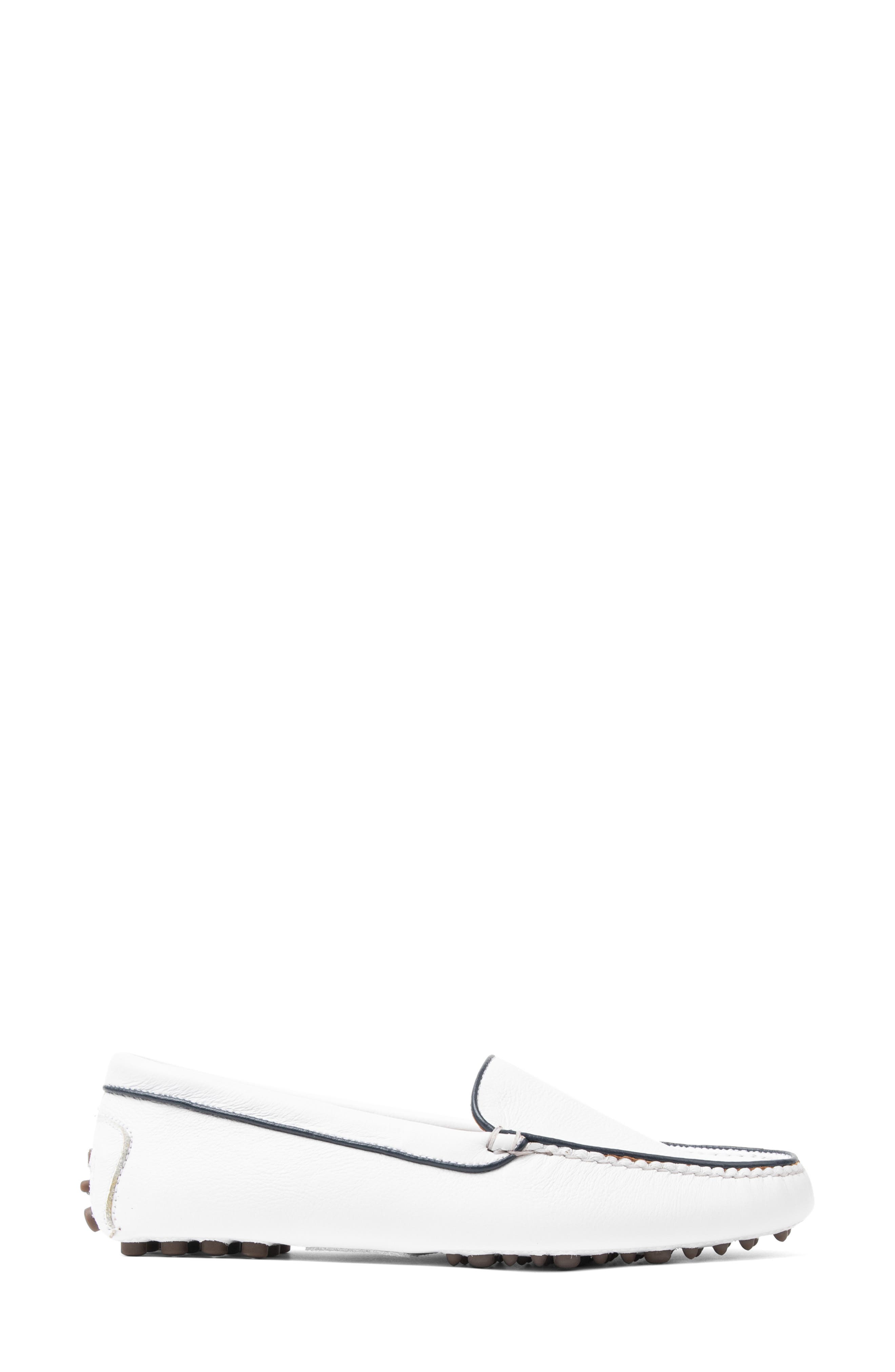 Jill Piped Driving Shoe, Alternate, color, WHITE