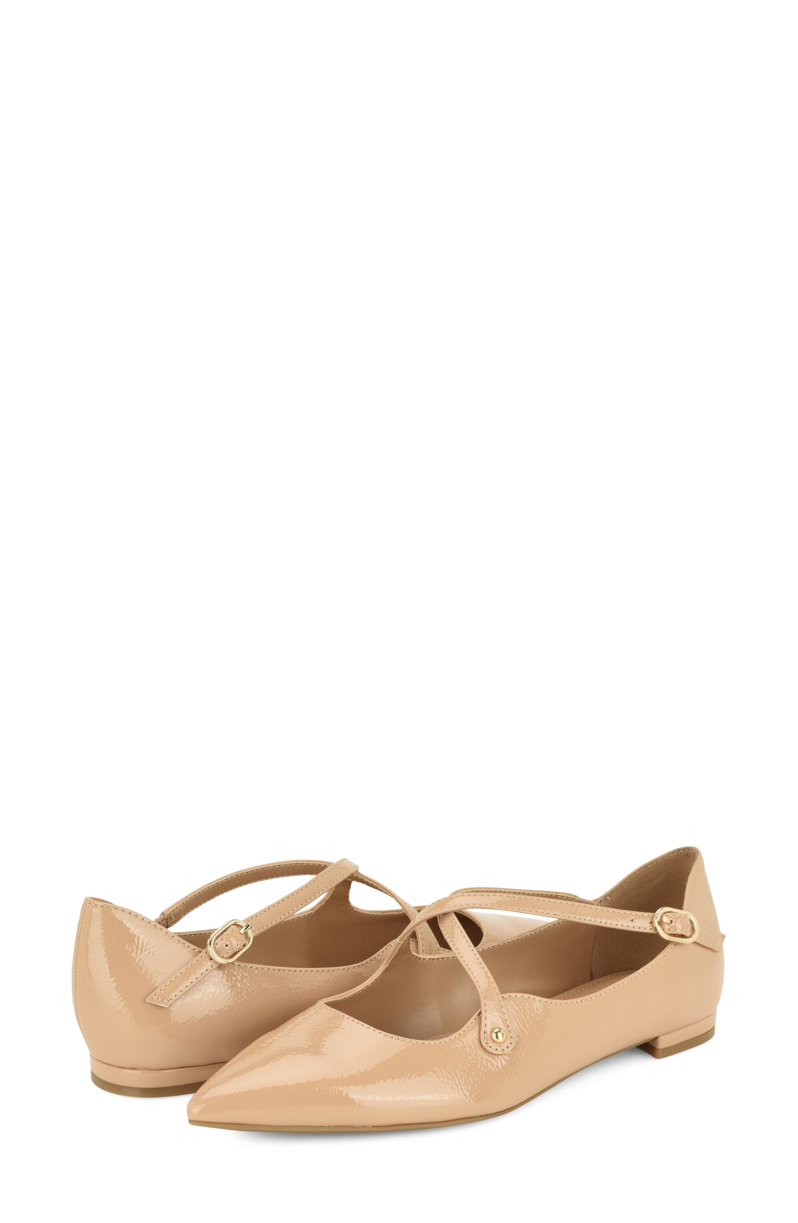 Jarry Pointed Toe Flat, Alternate, color, NATURAL