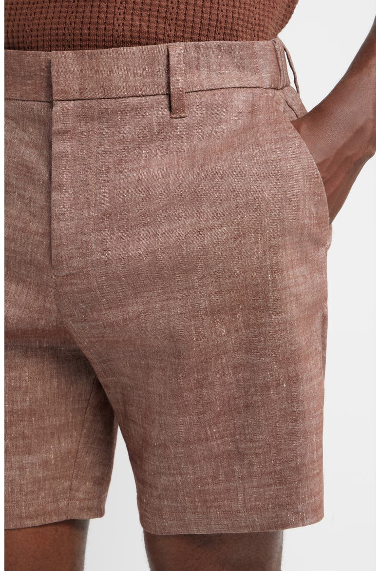 Linen Blend Shorts, Alternate, color, BROWN ROCK - WHITE EOE