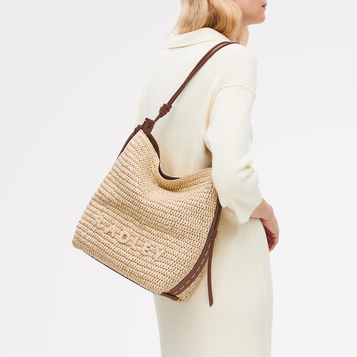 Radley The Camden - Raffia Medium Open Top Shoulder Bag, Alternate, color, Natural