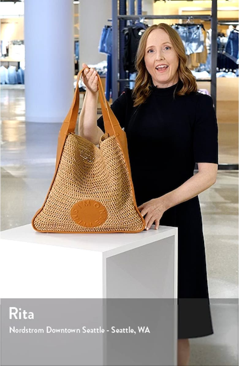 Banyan Leather & Paper Straw Tote Bag, sales video thumbnail