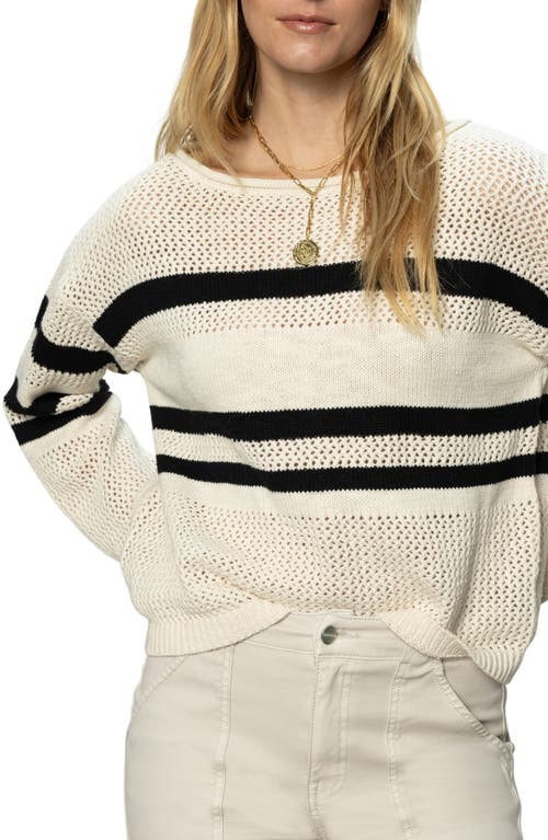 Sanctuary Sporty Stripe Open Knit Sweater In Eco Natural