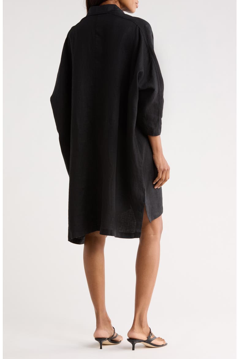 Long Sleeve Linen Shirtdress, Alternate, color, BLACK
