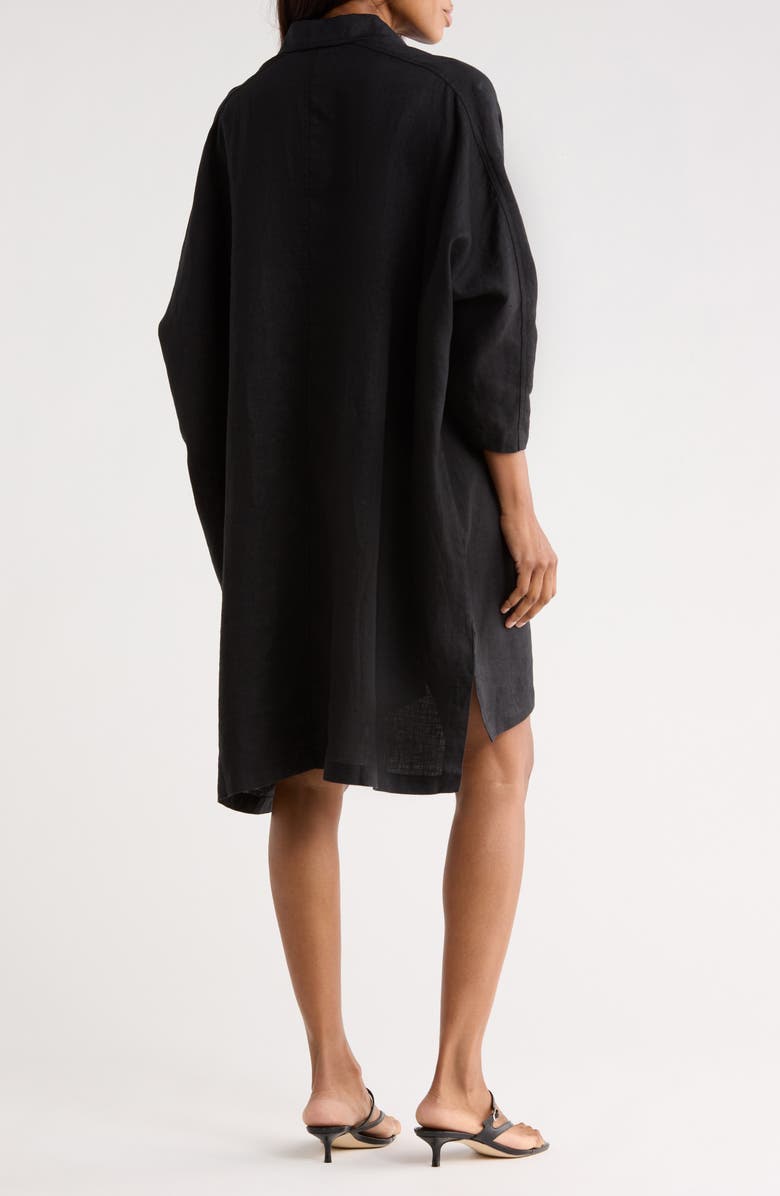 James Perse Long Sleeve Linen Shirtdress, Alternate, color, Black