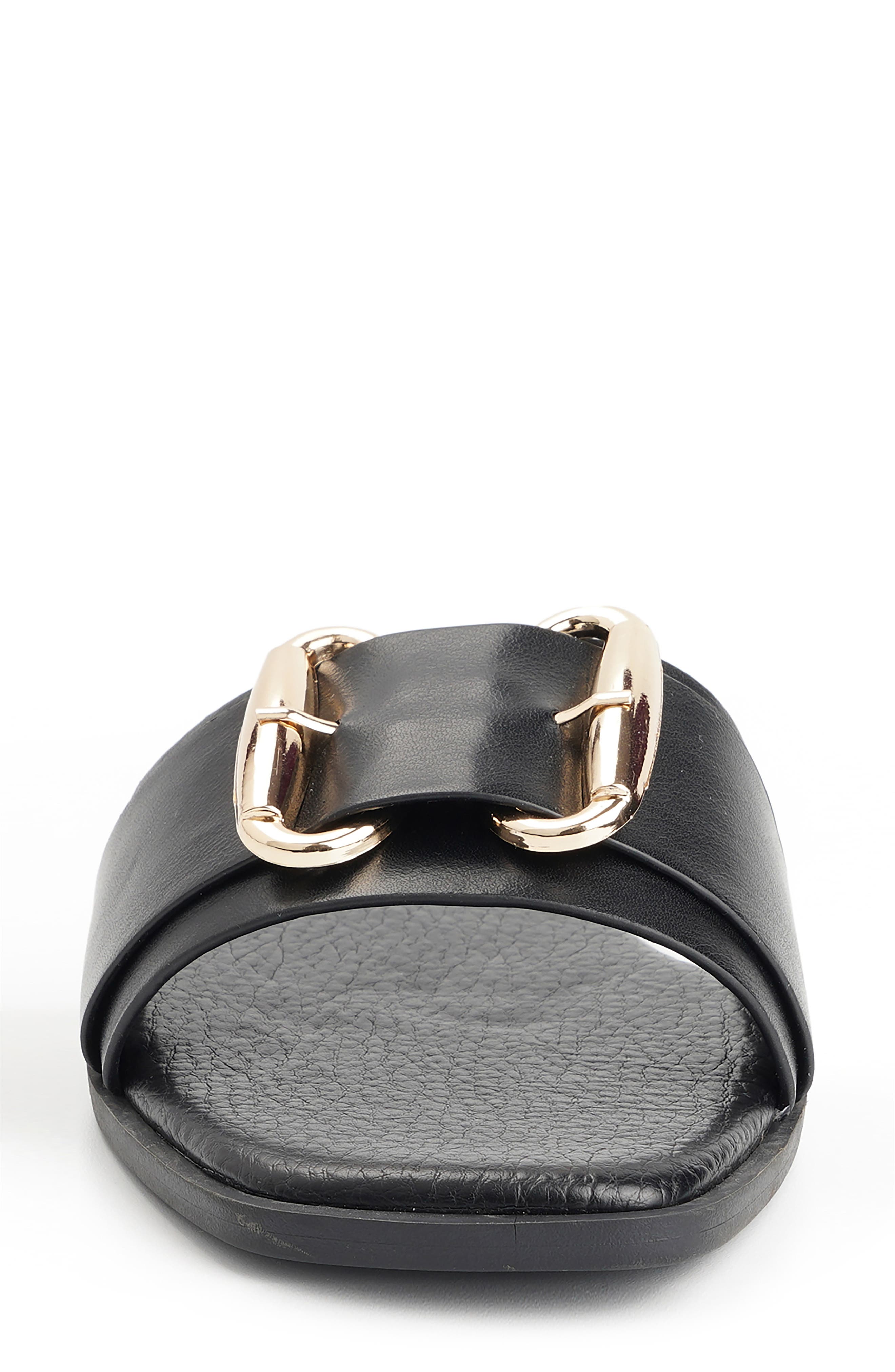 NEW YORK AND COMPANY Wenda Buckle Slide Sandal, Alternate, color, Black