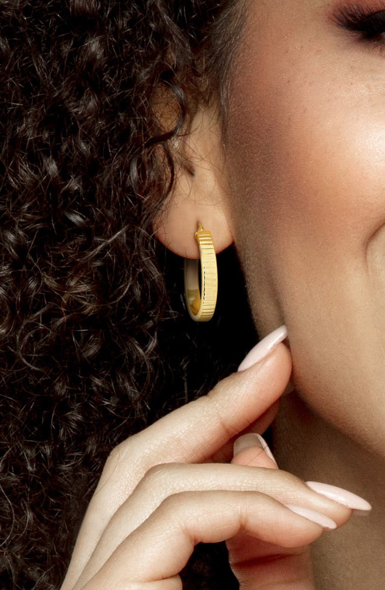 DELMAR Ribbed Hoop Earrings, Alternate, color, Gold