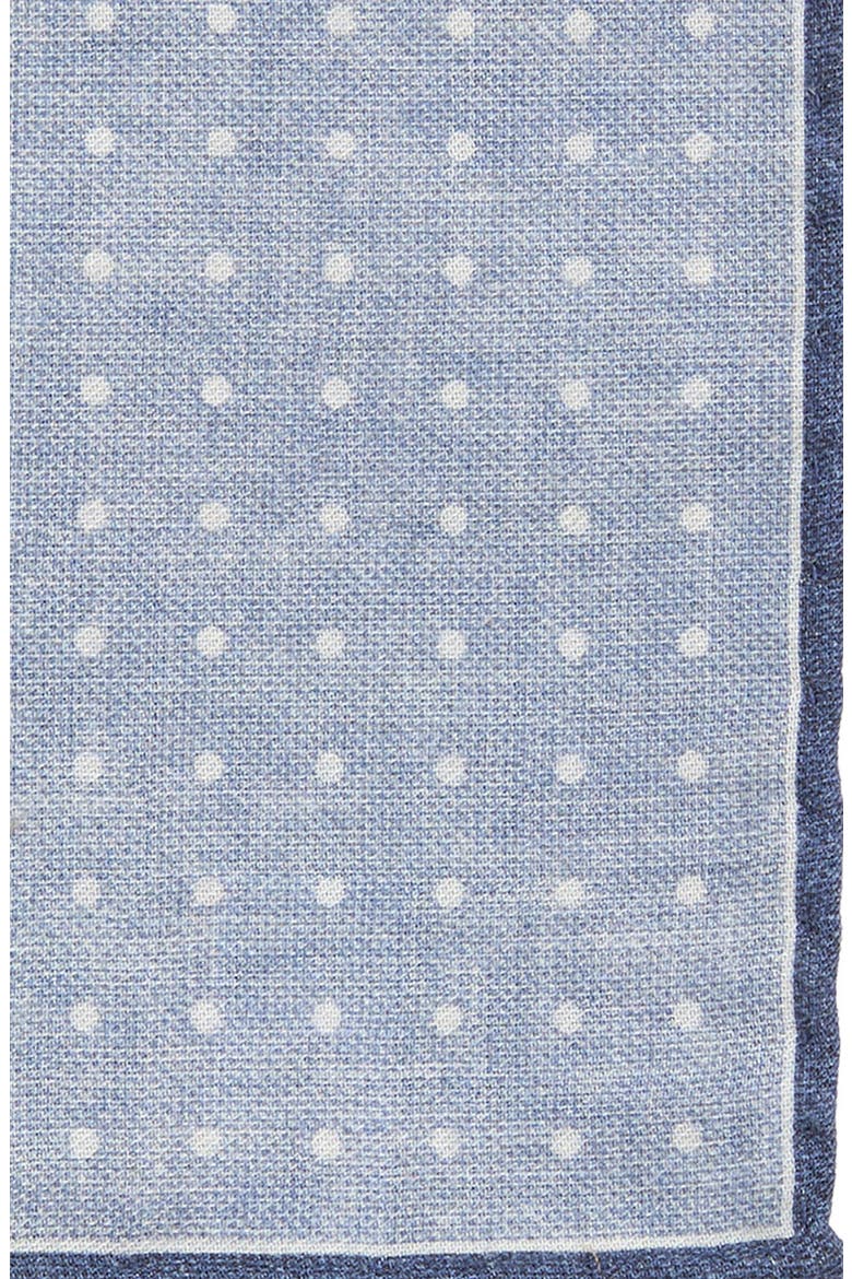 Polka Dot Wool & Cotton Muslin Pocket Square, Alternate, color, DENIM/ IVORY