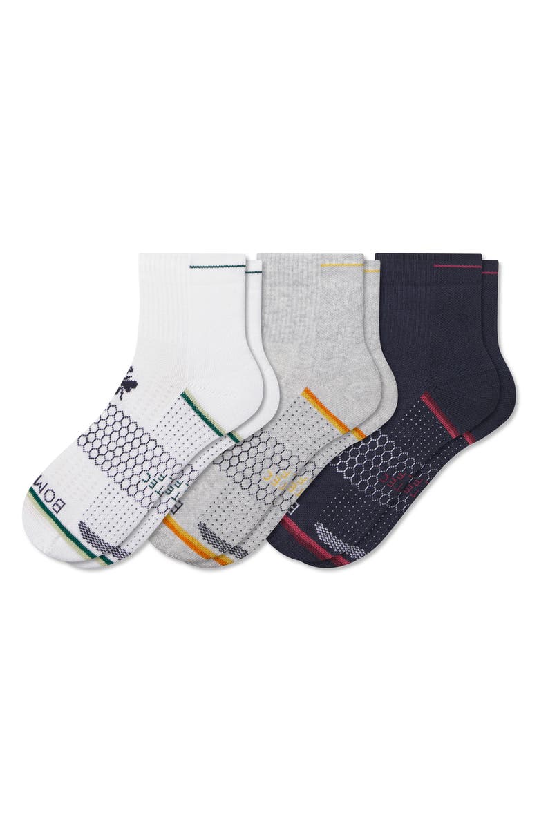 Bombas Assorted 3-Pack Stripe Quarter Socks, Main, color, 