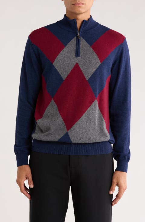 Argyle Quarter Zip Sweater