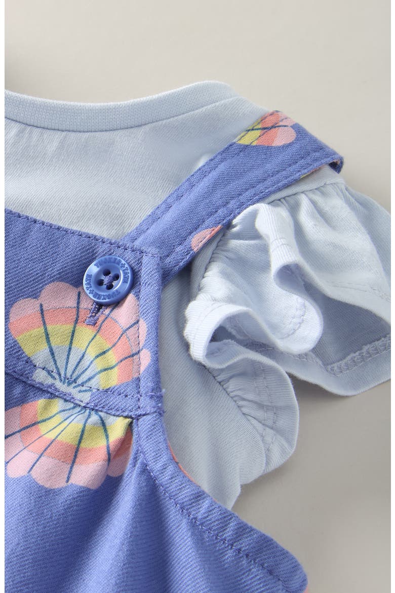 Cotton T-Shirt & Shortalls Set, Alternate, color, BLUE HALOGEN- BLUE SEASHELLS