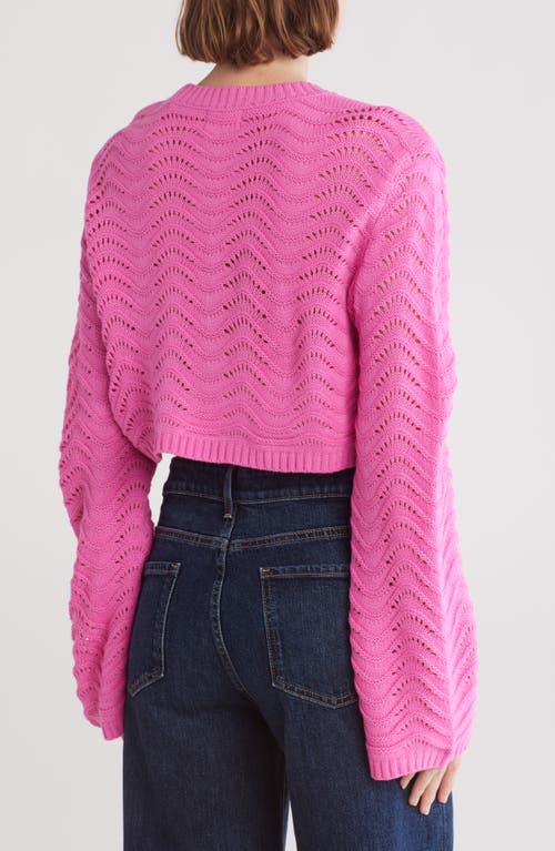 Nyc Knits By The Sweater Dept Pointelle Crop Pullover Sweater In Pink