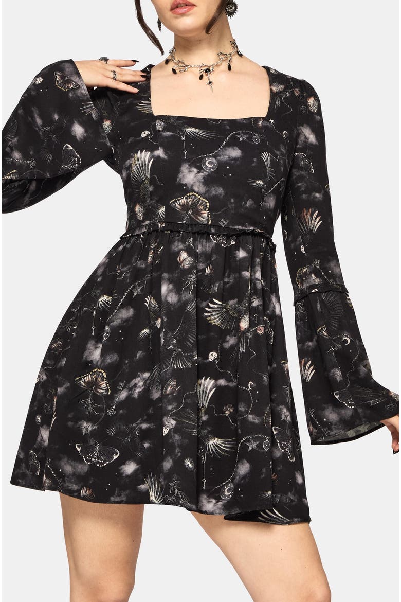 Crimson Magpie Mini Ruffle Dress, Alternate, color, Black