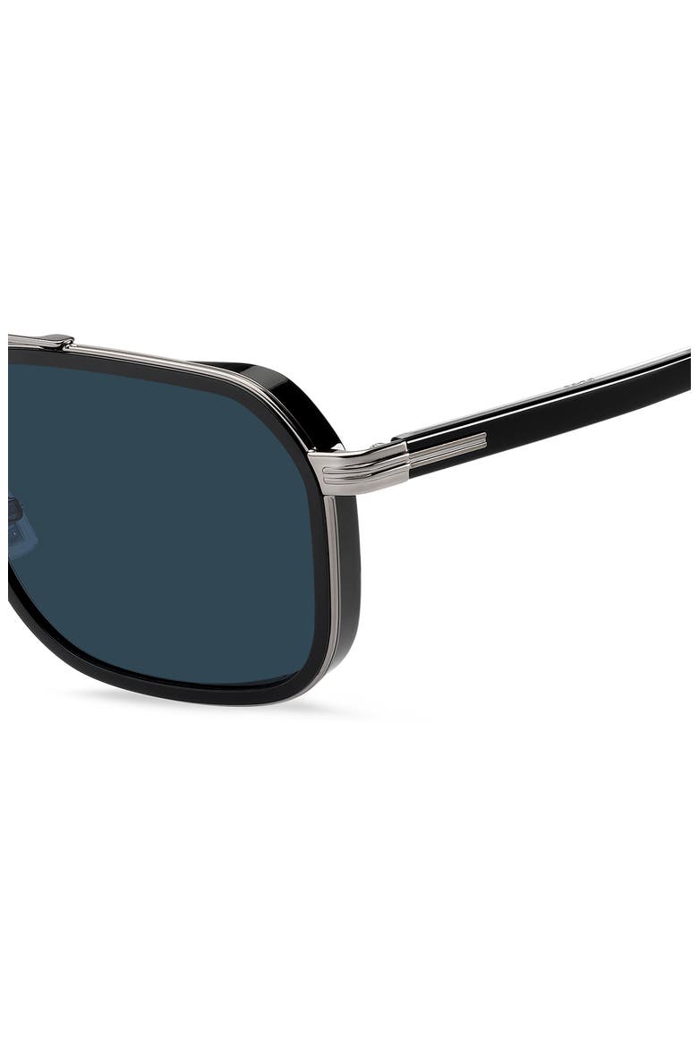 55mm Rectangular Sunglasses, Alternate, color, BLACK RUTHENIUM/ BLUE