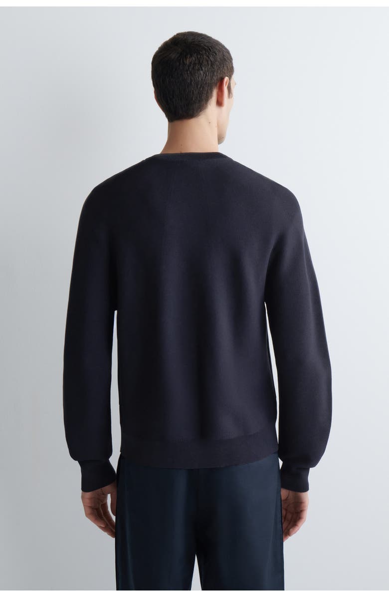 COS Racer-Neck Knitted Jacket, Alternate, color, Navy