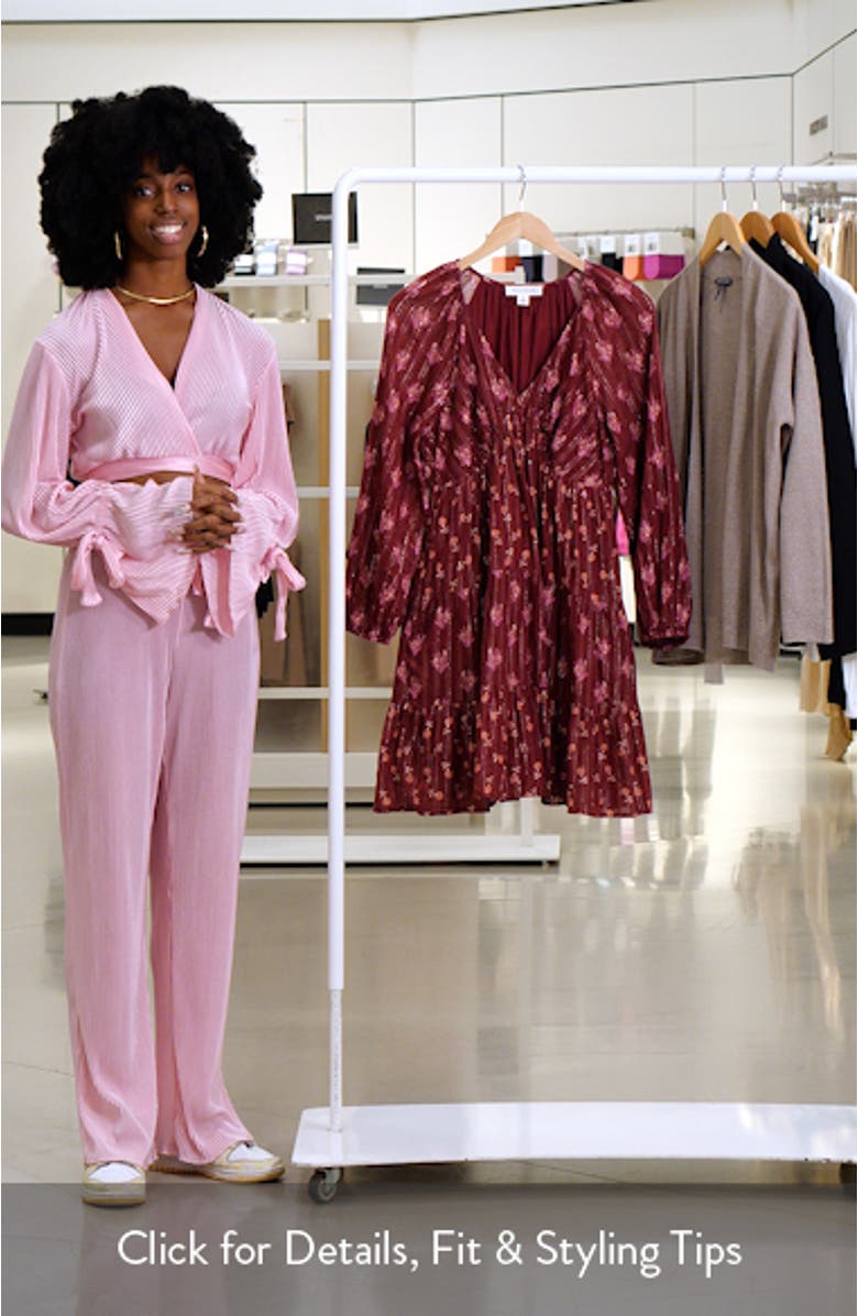 Floral Print Jacquard Long Sleeve Minidress, sales video thumbnail