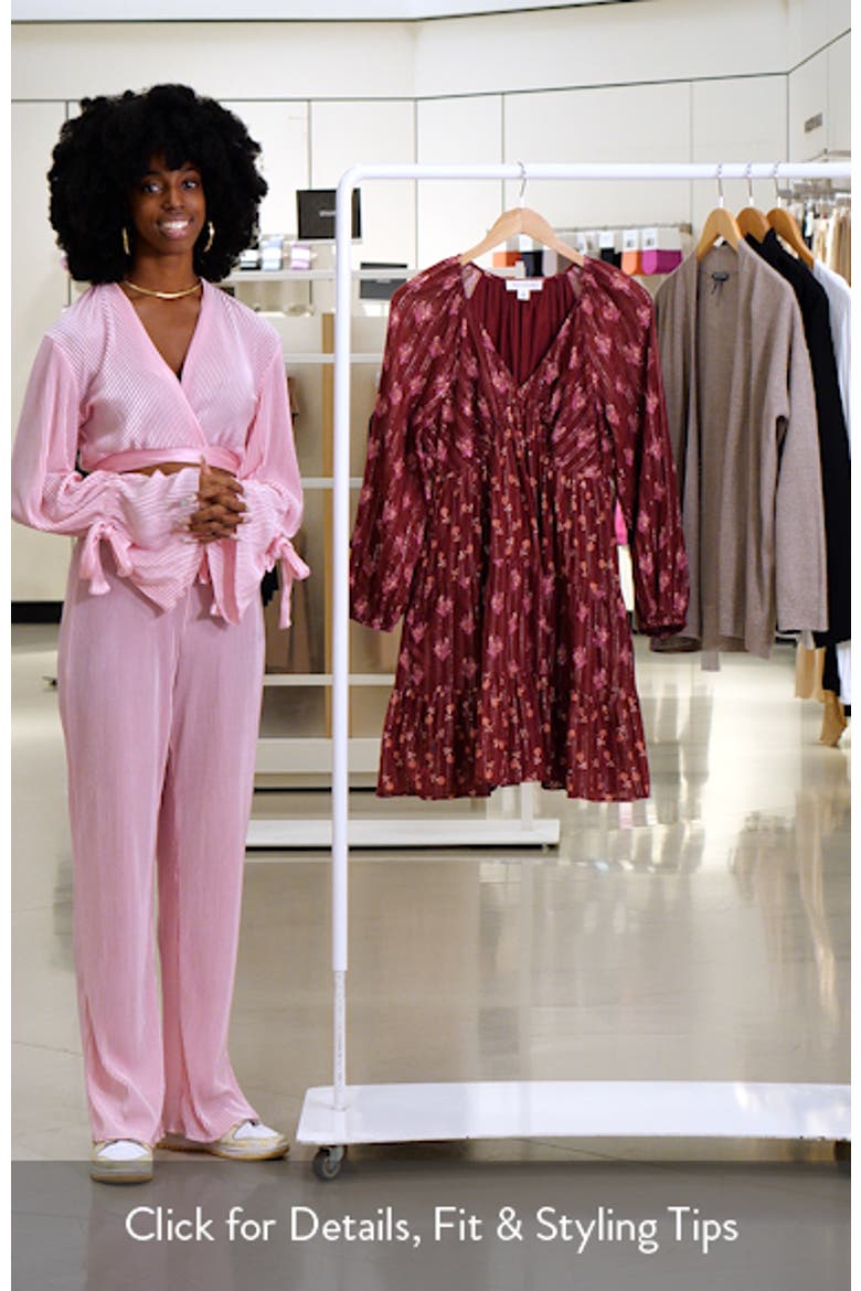 Floral Print Jacquard Long Sleeve Minidress video