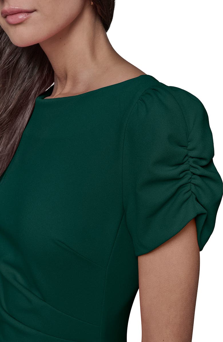 KARL LAGERFELD PARIS Short Sleeve Crepe Sheath Dress, Alternate, color, Pine