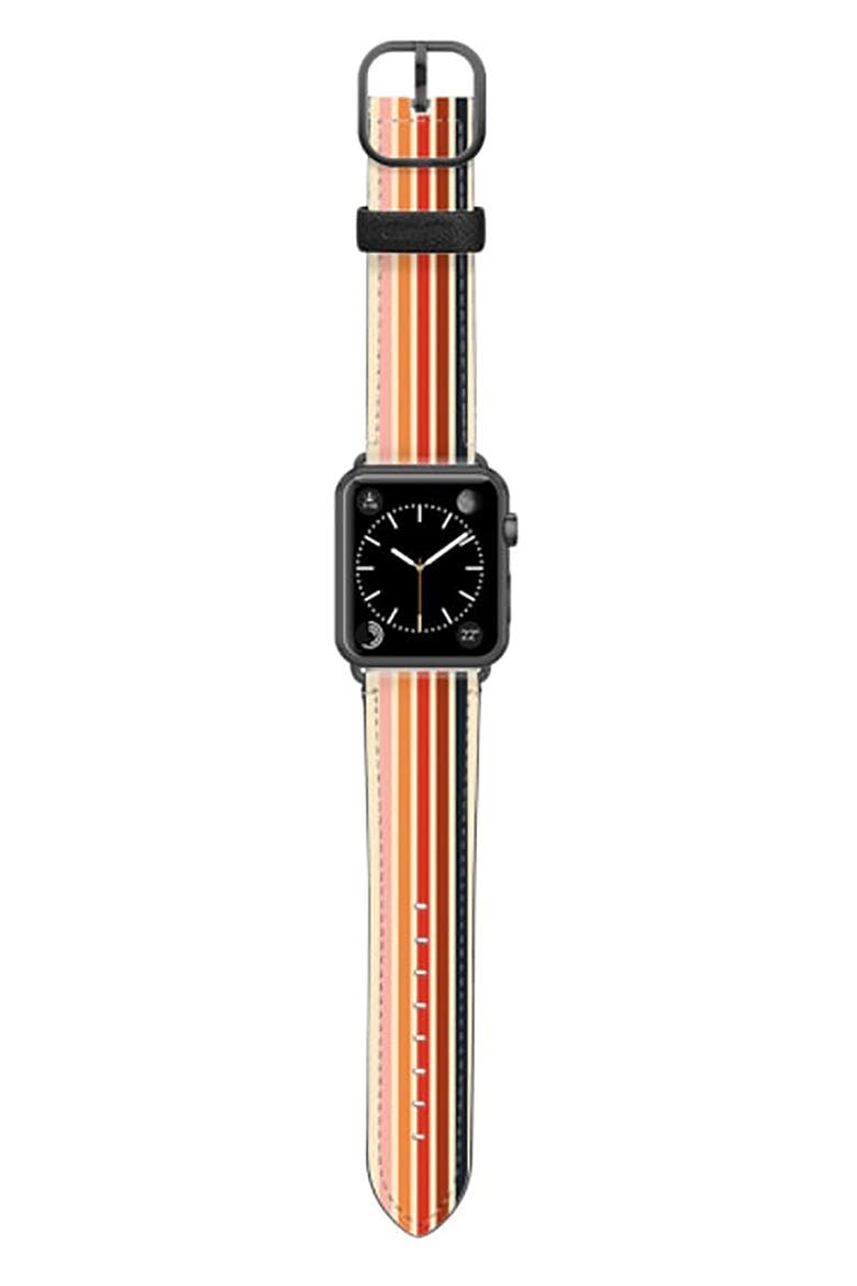 Retro Faux Leather Apple Watch® Watchband, Alternate, color, SPACE GREY