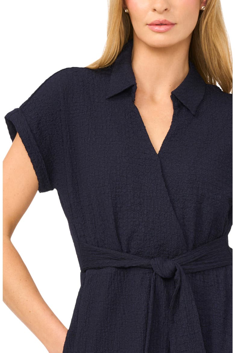 Tie Belt Textured Midi Dress, Alternate, color, BARITONE BLUE