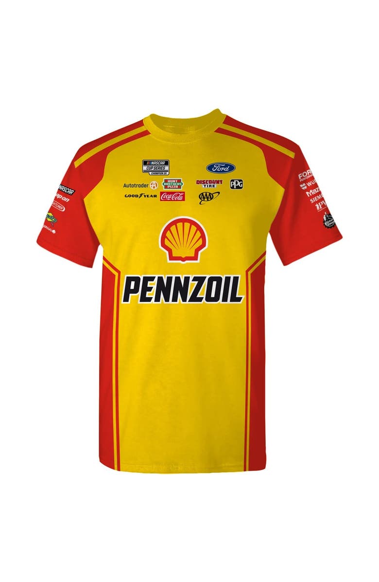 TEAM PENSKE Men's Team Penske Yellow Joey Logano Shell/Pennzoil Uniform T-Shirt, Alternate, color, Yellow