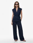 Koton Sleeveless Striped Blazer Vests with Belted