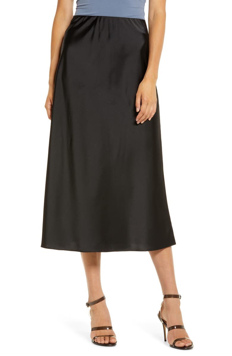 WAYF x BFF Chelsea Side Slit Midi Slip Skirt, Main, color,