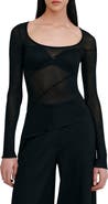 Marcella Melody Ruffle Seam Semisheer Jersey Top