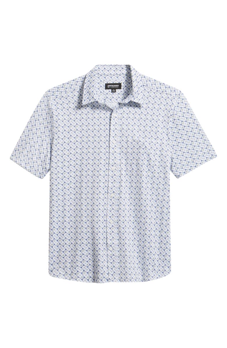 Johnston & Murphy XC Flex Ascend Short Sleeve Button-Up Shirt, Main, color, Blue Multi Square Grid