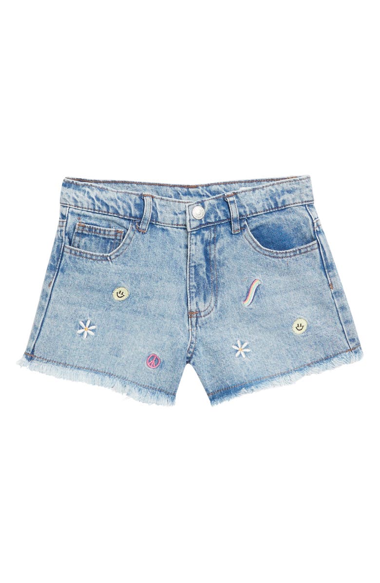 Jessica Simpson Kids' Embroidered Denim Shorts, Main, color, Light Wash