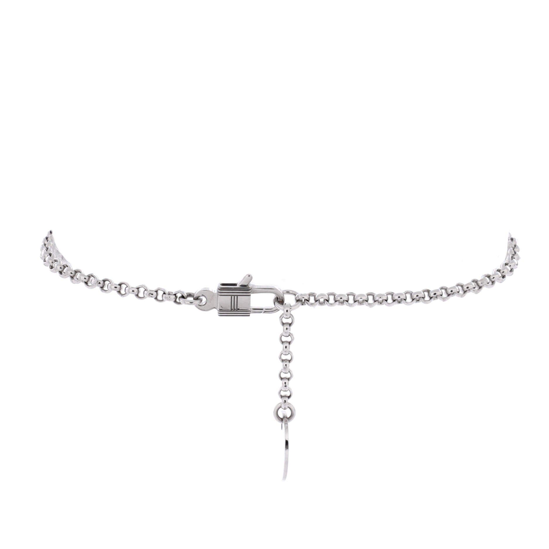 Kelly Clochette Chain Bracelet 18K White Gold with Pave Diamonds Small, Alternate, color, Metallic Gold
