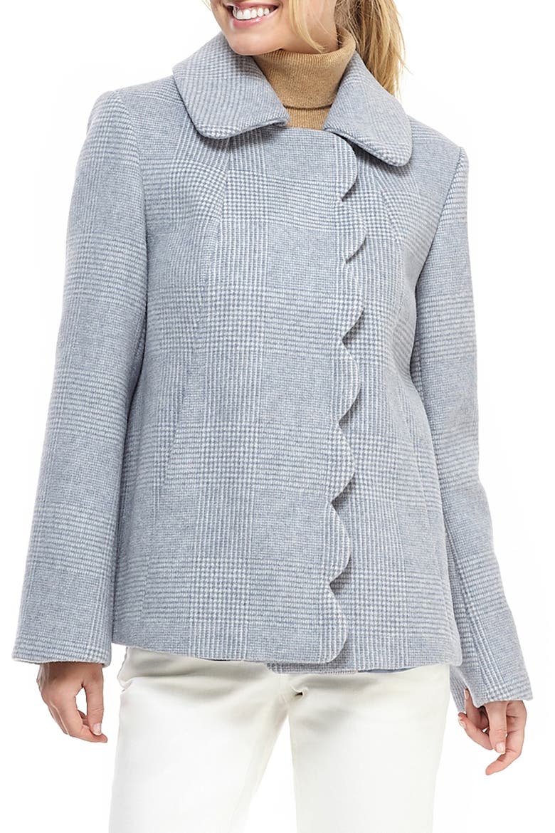 Aubrey Scalloped Houndstooth Check Coat (Nordstrom Exclusive), Main, color, BLUE MULTI