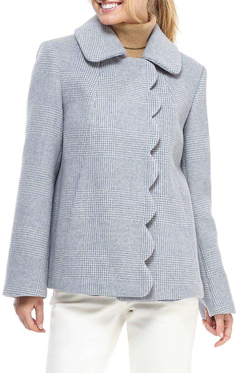 Gal Meets Glam Collection Aubrey Scalloped Houndstooth Check Coat, Main, color, 