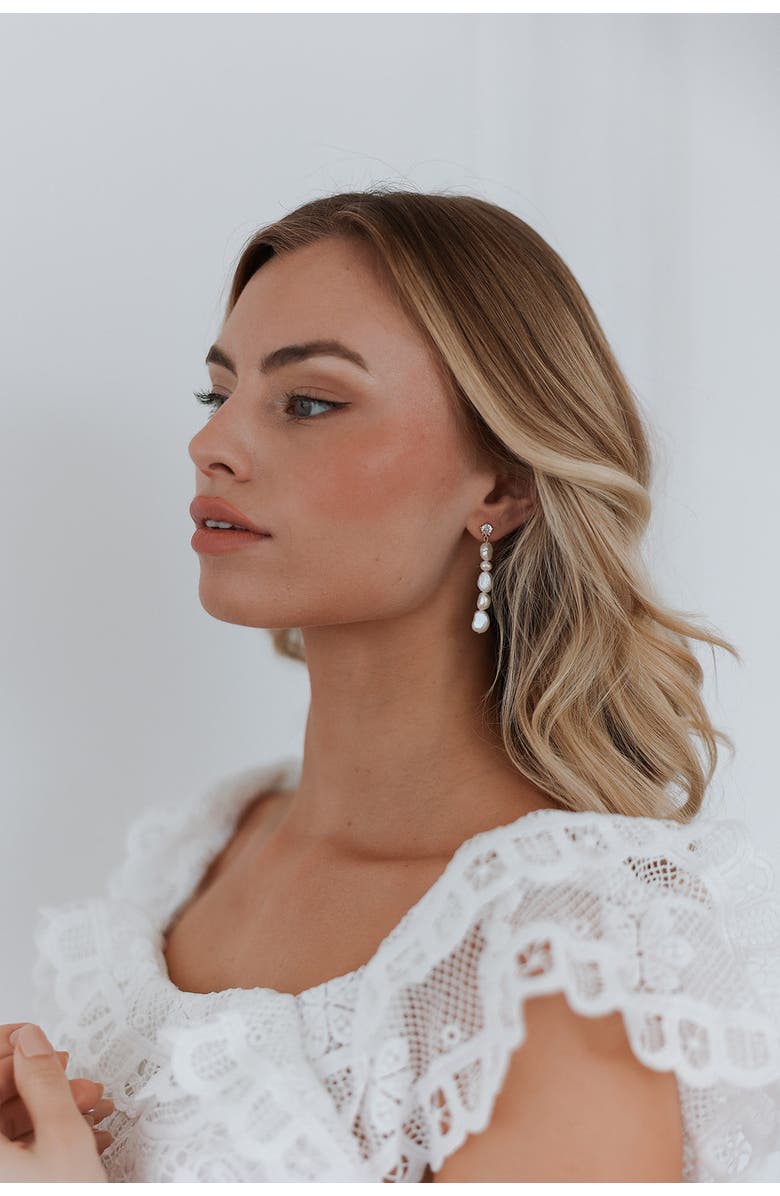 Untamed Petals Selena Pearl Drops, Alternate, color, Silver