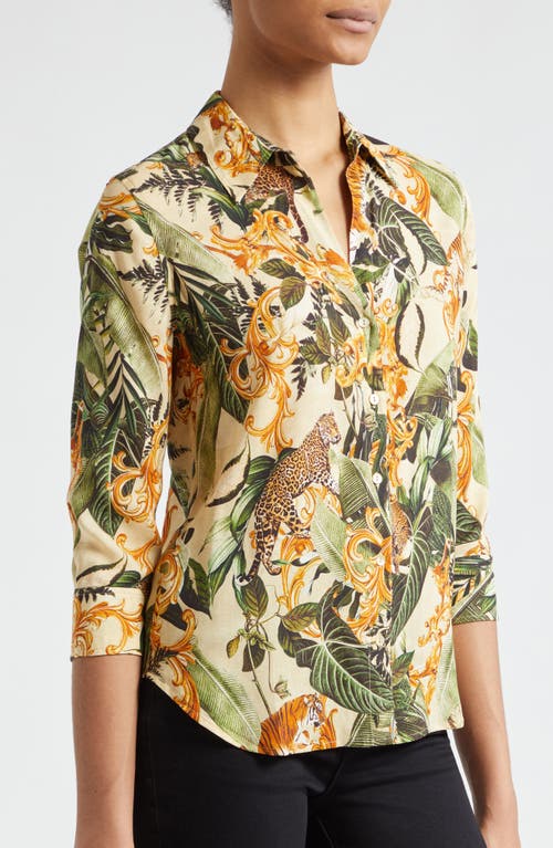 L Agence Camille Blouse In Ecru/rococo Jungle Multi