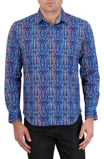 Shop Robert Graham Oasis Knit Button-up Shirt In Blue Multi