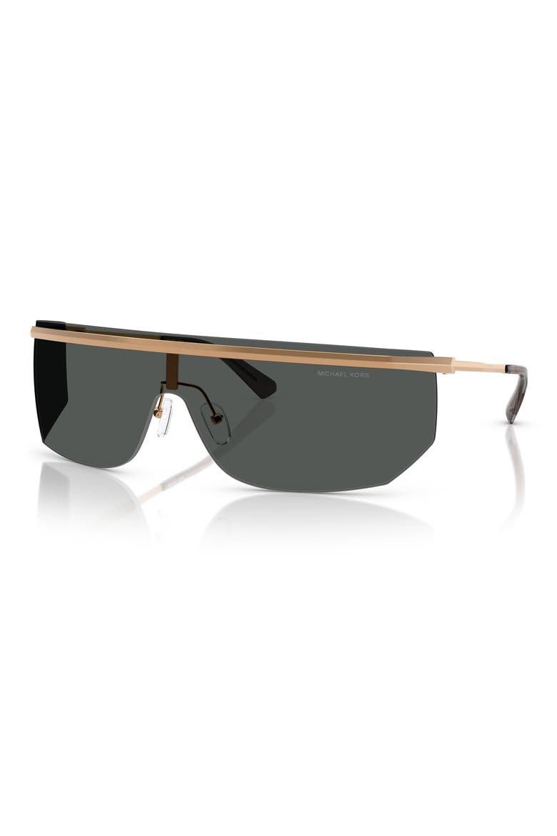 Palisades 145mm Shield Sunglasses, Alternate, color, BEIGE GOLD / DARK GREY SOLID