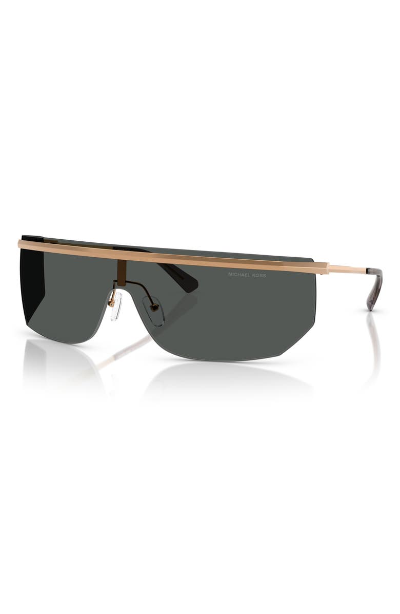 Michael Kors Palisades 145mm Shield Sunglasses, Alternate, color, Beige Gold / Dark Grey Solid