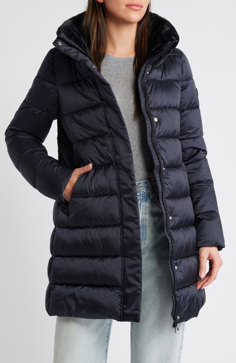 Save The Duck Dalea Water Repellent Puffer Coat with Faux Fur Collar, Alternate, color,