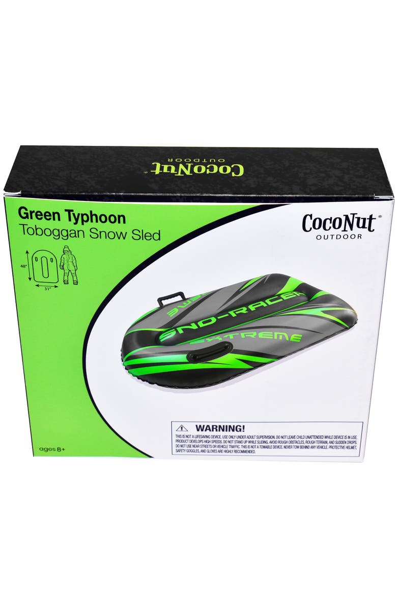Coconut Outdoor Green Typhon Toboggan Snow Sled 48X31 Inch 8+, Alternate, color, Green