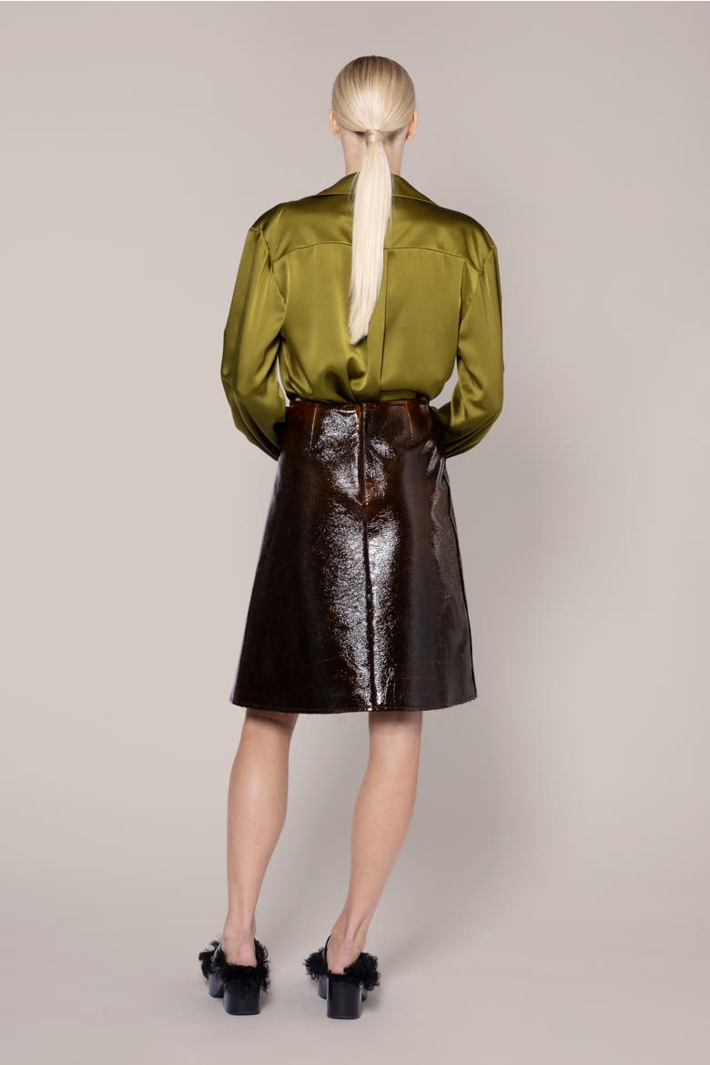 Adil Faux Leather Skirt, Alternate, color, 302gingerbread