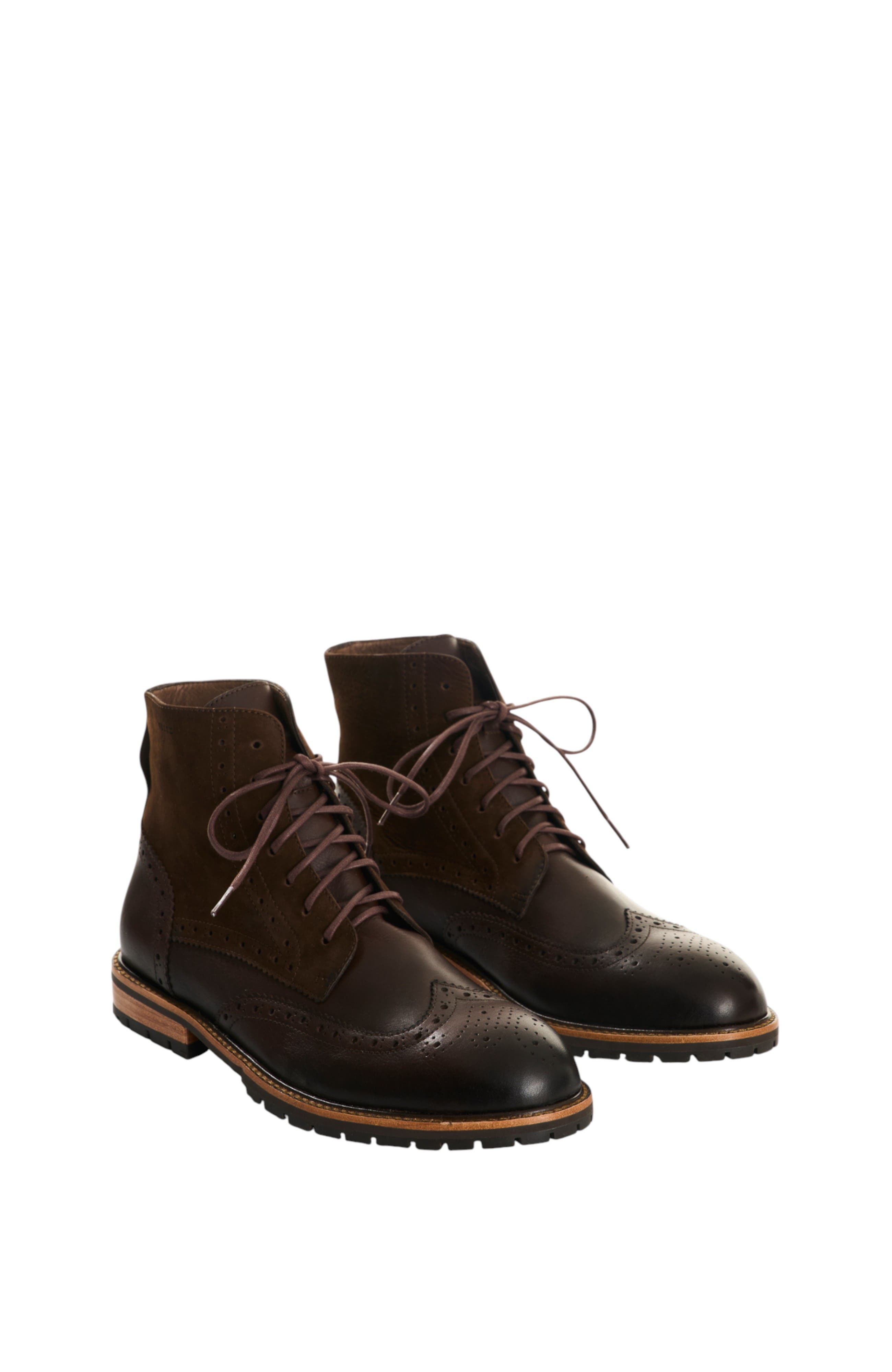 Velez Suede and Smooth Leather Boots, Alternate, color, Dark Brown