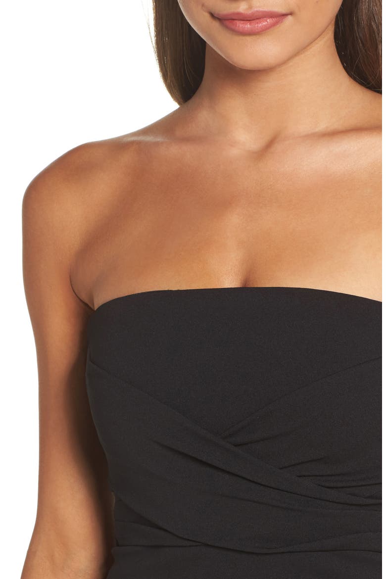 Own the Night Strapless Column Gown, Alternate, color, BLACK