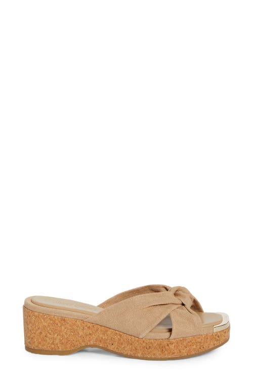 Jimmy Choo Avenue Wedge Slide Sandal In Ballet Pink Linen