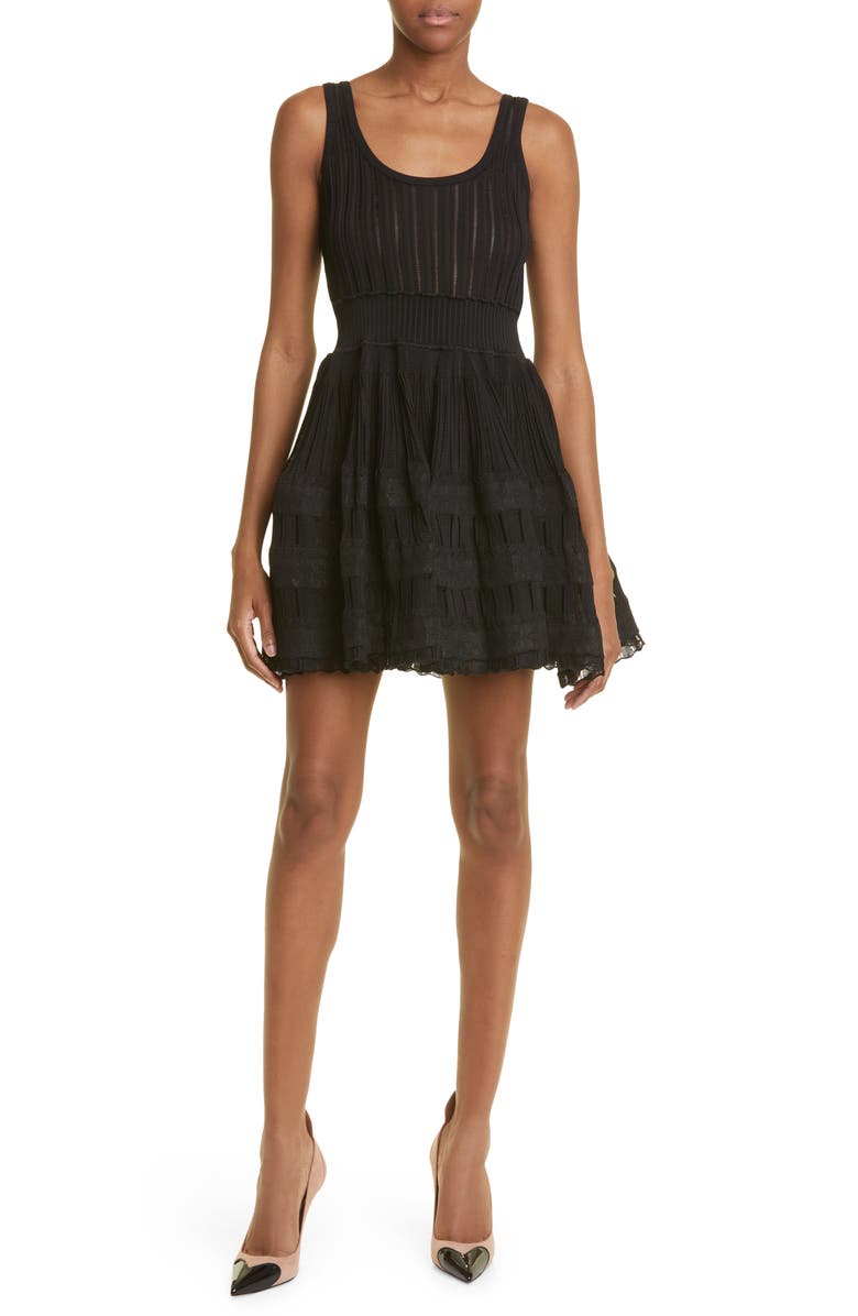 Alaïa Mixed Stitch Sleeveless Skater Dress, Main, color,