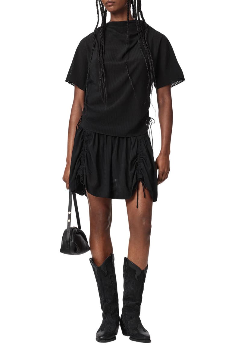 Leslie Check Side Tie Top, Alternate, color, BLACK