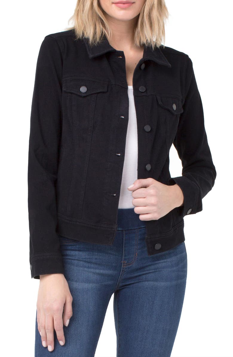 Liverpool Los Angeles Liverpool Jeans Co. Knit Denim Jacket, Main, color, Black Rinse