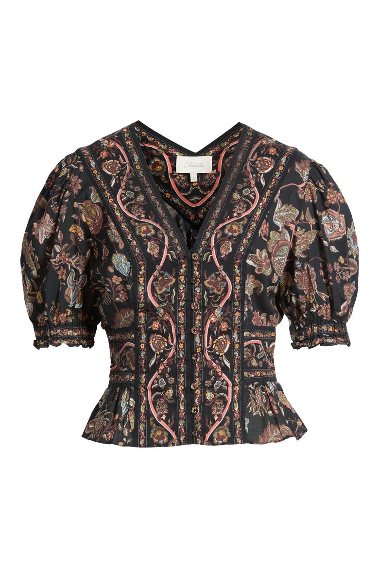 Melissa Organic Cotton Peplum Top, Alternate, color, BOIS PRINT